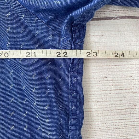 Michael Kors 100% cotton button down men’s blue print dress shirt size 16 32x33 - Picture 9 of 11